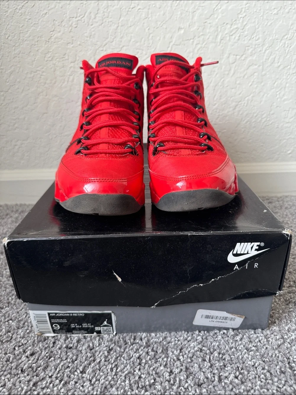 Men Air Jordan Retro 9 Chile Red Shoes Size 9